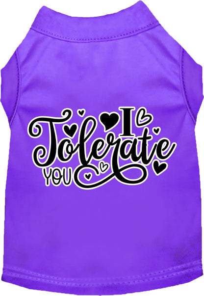 Adorable Cat or Dog Shirt for Pets "I Tolerate You"