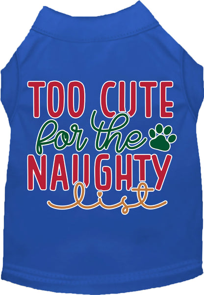 Dog Shirt for Pets "Too Cute for the Naughty List"