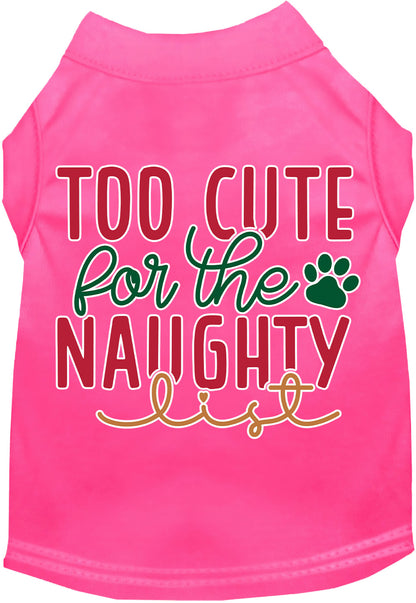 Dog Shirt for Pets "Too Cute for the Naughty List"