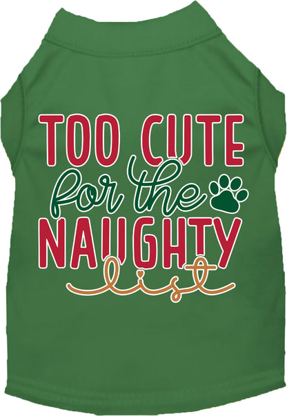 Dog Shirt for Pets "Too Cute for the Naughty List"