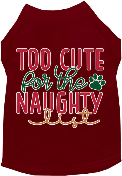 Dog Shirt for Pets "Too Cute for the Naughty List"