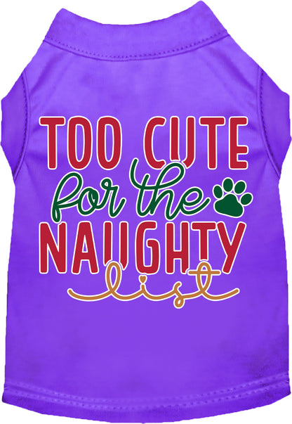 Dog Shirt for Pets "Too Cute for the Naughty List"