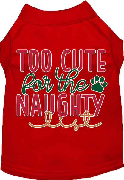 Dog Shirt for Pets "Too Cute for the Naughty List"