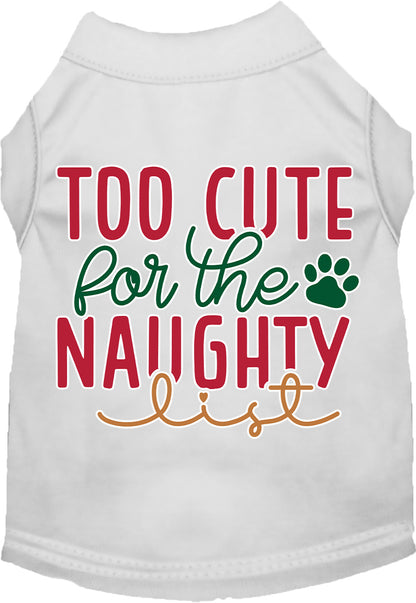 Dog Shirt for Pets "Too Cute for the Naughty List"