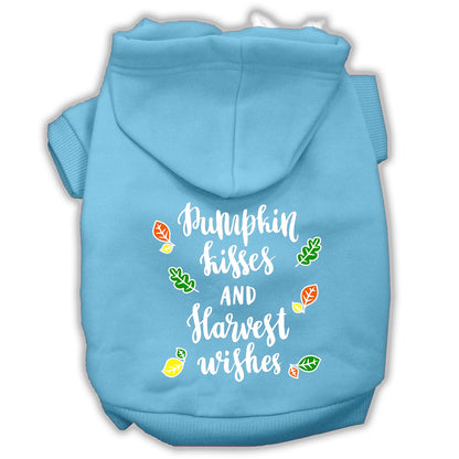 Sudadera con capucha para mascotas, perros y gatos serigrafiada, "Pumpkin Kisses &amp; Harvest Wishes"