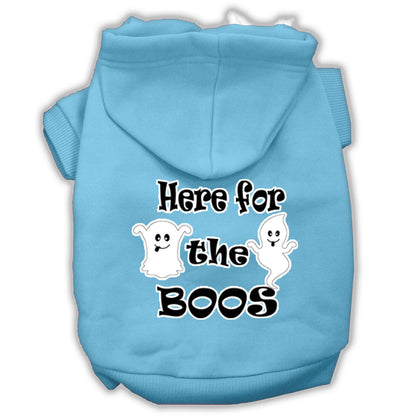 Sudadera con capucha para mascotas, perros y gatos de Halloween serigrafiada, "Here For The Boos"