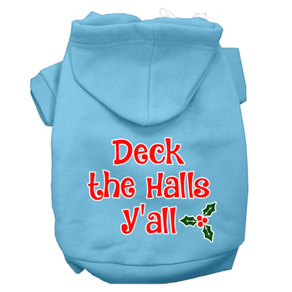 Sudadera con capucha navideña para perros y gatos serigrafiada, "Deck the Halls Y'all"