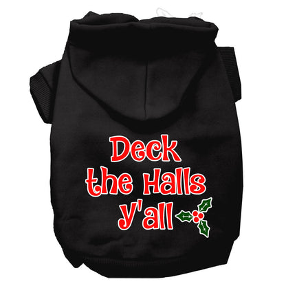 Sudadera con capucha navideña para perros y gatos serigrafiada, "Deck the Halls Y'all"