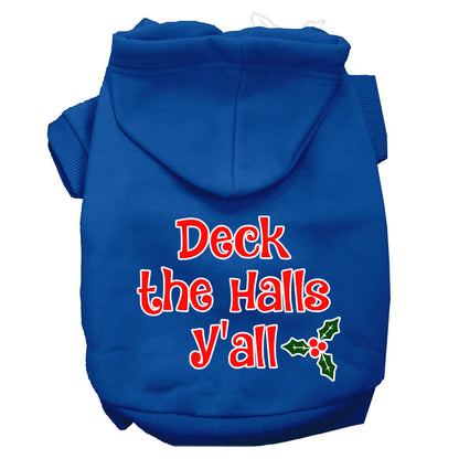 Sudadera con capucha navideña para perros y gatos serigrafiada, "Deck the Halls Y'all"