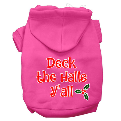 Sudadera con capucha navideña para perros y gatos serigrafiada, "Deck the Halls Y'all"