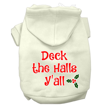 Sudadera con capucha navideña para perros y gatos serigrafiada, "Deck the Halls Y'all"