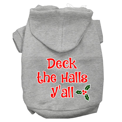 Sudadera con capucha navideña para perros y gatos serigrafiada, "Deck the Halls Y'all"