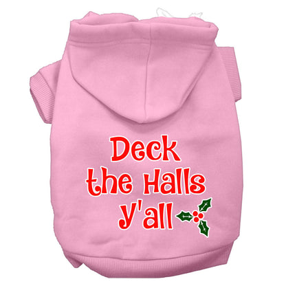 Sudadera con capucha navideña para perros y gatos serigrafiada, "Deck the Halls Y'all"