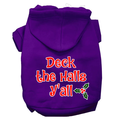 Sudadera con capucha navideña para perros y gatos serigrafiada, "Deck the Halls Y'all"