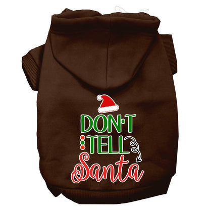 Sudadera con capucha navideña para perros y gatos serigrafiada, "Don't Tell Santa"