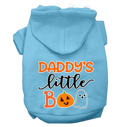 Sudadera con capucha para mascotas, perros y gatos de Halloween serigrafiada, "Daddy's Little Boo"