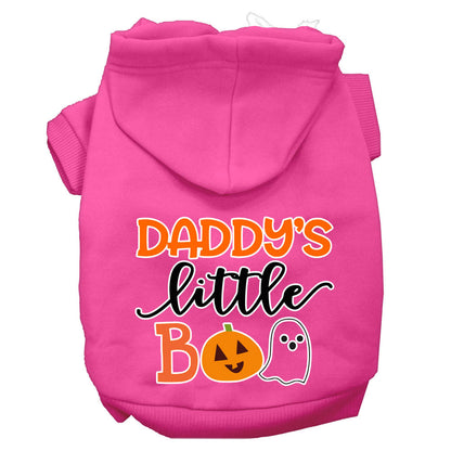 Sudadera con capucha para mascotas, perros y gatos de Halloween serigrafiada, "Daddy's Little Boo"