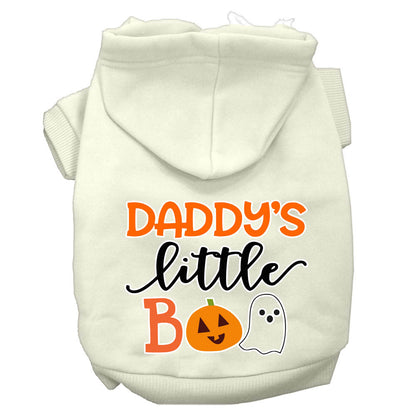 Sudadera con capucha para mascotas, perros y gatos de Halloween serigrafiada, "Daddy's Little Boo"