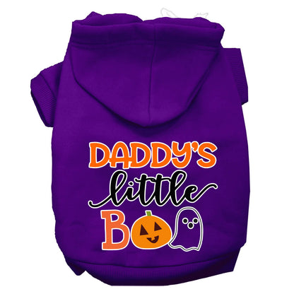 Sudadera con capucha para mascotas, perros y gatos de Halloween serigrafiada, "Daddy's Little Boo"