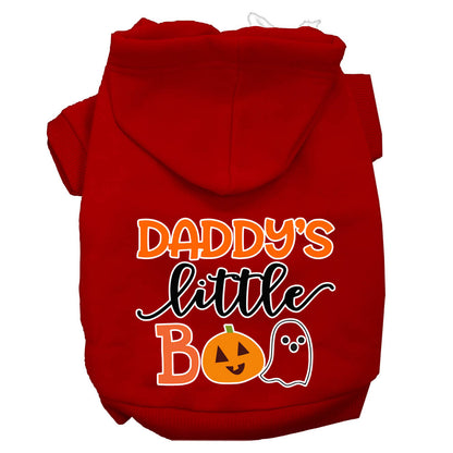 Sudadera con capucha para mascotas, perros y gatos de Halloween serigrafiada, "Daddy's Little Boo"