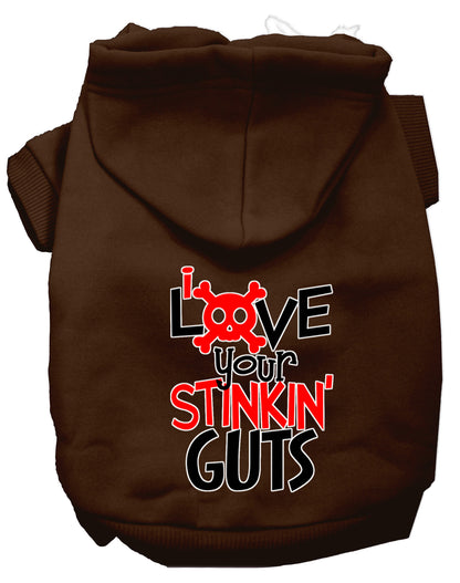 Sudadera con capucha para mascotas, perros y gatos serigrafiada, "Love Your Stinkin Guts"