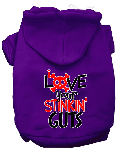 Sudadera con capucha para mascotas, perros y gatos serigrafiada, "Love Your Stinkin Guts"