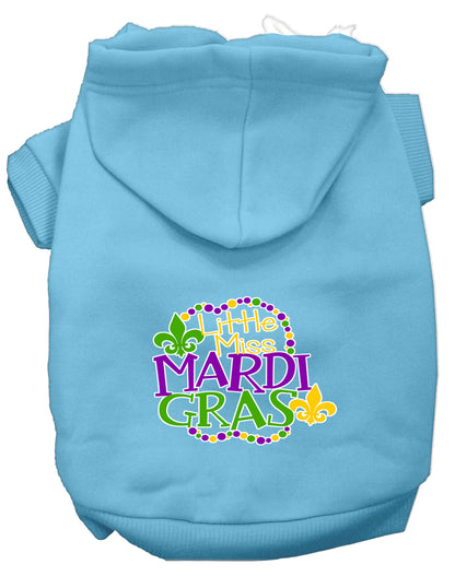 Pet Dog & Cat Hoodie Screen Printed, "Little Miss Mardi Gras"