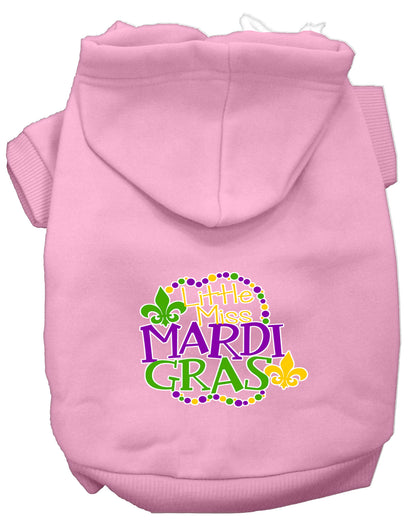 Pet Dog & Cat Hoodie Screen Printed, "Little Miss Mardi Gras"