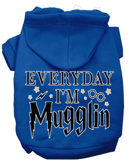 Pet Dog & Cat Hoodie Screen Printed, "Everyday I'm Mugglin"