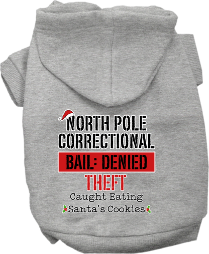 Christmas Pet, Dog & Cat Hoodie Screen Printed, "North Pole Correctional"