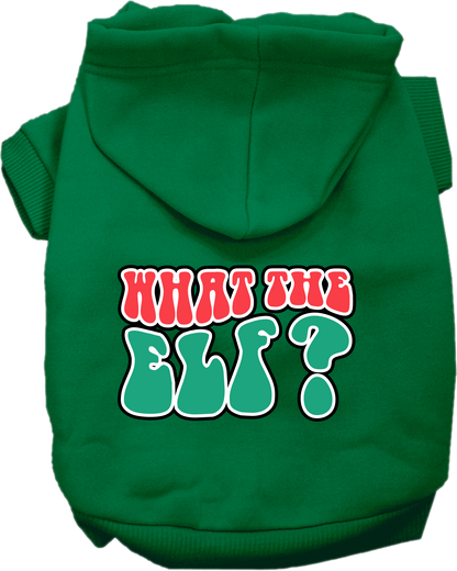 Christmas Dog Hoodie for Pets 20-115 Pounds, "What The Elf"