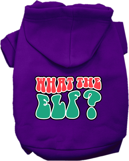 Christmas Pet, Dog and Cat Hoodie Screen Printed, "What The Elf"