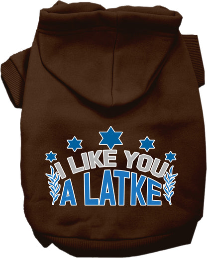 Hanukkah Pet, Dog and Cat Hoodie Screen Printed, "I Like You A Latke"