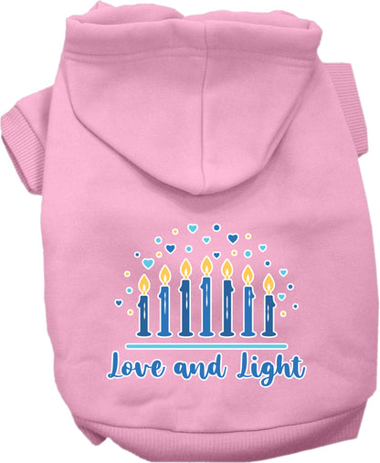 Hanukkah Pet, Dog and Cat Hoodie Screen Printed, "Love and Light"