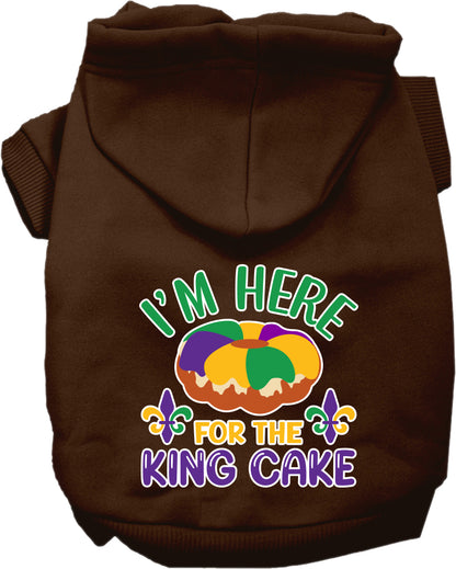 Pet Dog & Cat Screen Printed Hoodie "I'm Here For The King Cake"