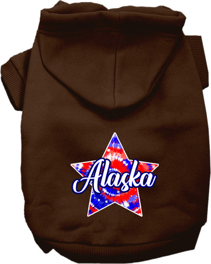 Pet Dog & Cat Screen Printed Hoodie for Medium to Large Pets (Sizes 2XL-6XL), "Alaska Patriotic Tie Dye"