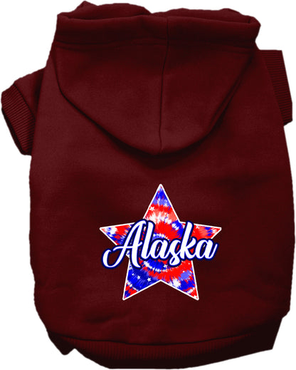 Pet Dog & Cat Screen Printed Hoodie for Medium to Large Pets (Sizes 2XL-6XL), "Alaska Patriotic Tie Dye"