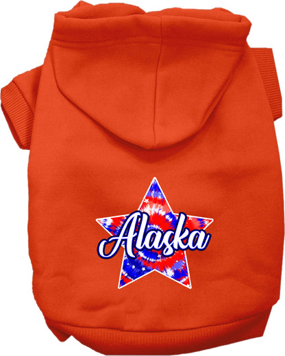 Pet Dog & Cat Screen Printed Hoodie for Medium to Large Pets (Sizes 2XL-6XL), "Alaska Patriotic Tie Dye"