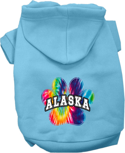 Pet Dog & Cat Screen Printed Hoodie for Medium to Large Pets (Sizes 2XL-6XL), "Alaska Bright Tie Dye"