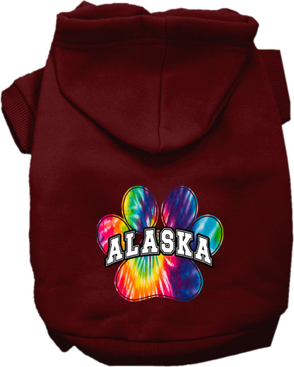 Pet Dog & Cat Screen Printed Hoodie for Medium to Large Pets (Sizes 2XL-6XL), "Alaska Bright Tie Dye"