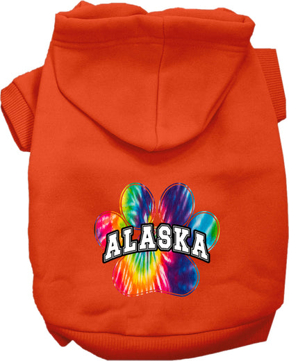 Pet Dog & Cat Screen Printed Hoodie for Medium to Large Pets (Sizes 2XL-6XL), "Alaska Bright Tie Dye"