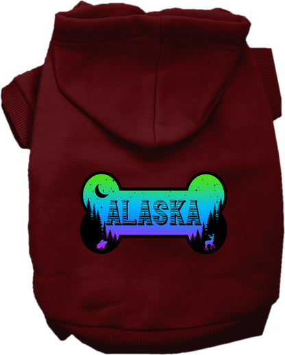 Pet Dog & Cat Screen Printed Hoodie for Medium to Large Pets (Sizes 2XL-6XL), "Alaska Mountain Shades"