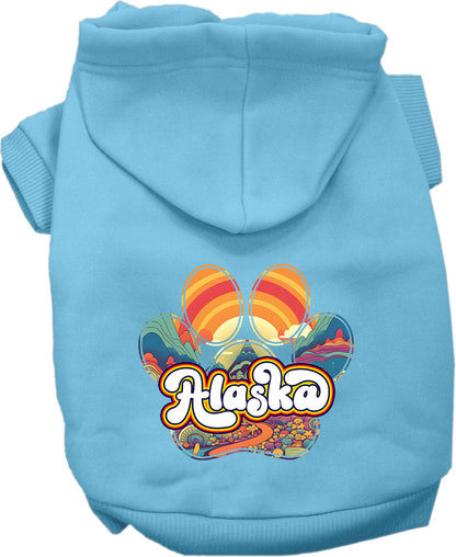 Pet Dog & Cat Screen Printed Hoodie for Medium to Large Pets (Sizes 2XL-6XL), "Alaska Groovy Summit"