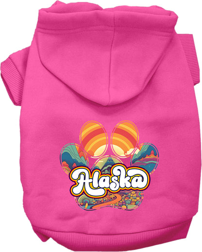 Pet Dog & Cat Screen Printed Hoodie for Small to Medium Pets (Sizes XS-XL), "Alaska Groovy Summit"