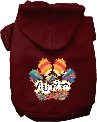 Pet Dog & Cat Screen Printed Hoodie for Small to Medium Pets (Sizes XS-XL), "Alaska Groovy Summit"