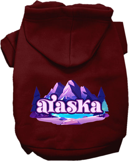 Pet Dog & Cat Screen Printed Hoodie for Small to Medium Pets (Sizes XS-XL), "Alaska Alpine Pawscape"