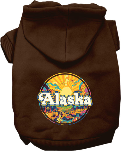 Pet Dog & Cat Screen Printed Hoodie for Medium to Large Pets (Sizes 2XL-6XL), "Alaska Trippy Peaks"