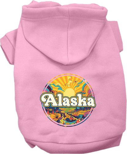 Pet Dog & Cat Screen Printed Hoodie for Medium to Large Pets (Sizes 2XL-6XL), "Alaska Trippy Peaks"