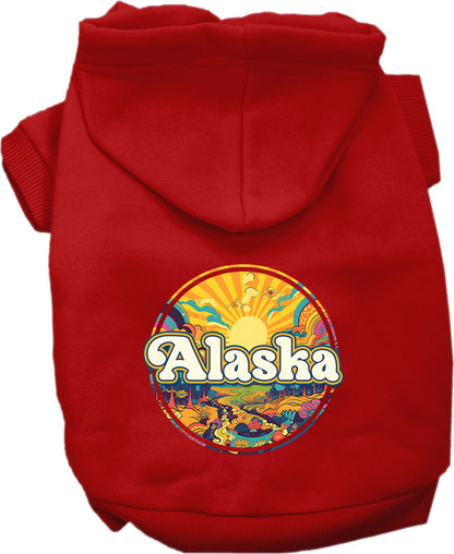 Pet Dog & Cat Screen Printed Hoodie for Medium to Large Pets (Sizes 2XL-6XL), "Alaska Trippy Peaks"