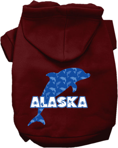 Pet Dog & Cat Screen Printed Hoodie for Medium to Large Pets (Sizes 2XL-6XL), "Alaska Blue Dolphins"